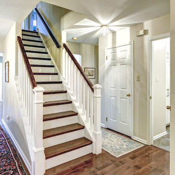 The staircase to the second floor received a makeover as well