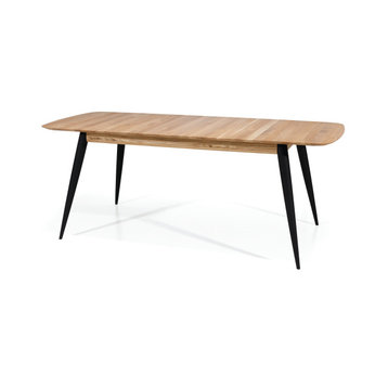 OTRA Oak Wood Extendable Dining Table, Natural Wood/Black