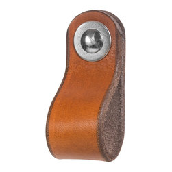 Walnut Studiolo - Leather Drawer Pull, The Hawthorne, Honey, Small, Nickel - Cabinet And Drawer Handle Pulls