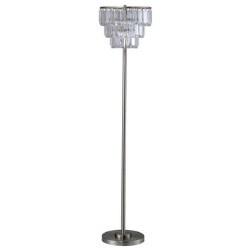 Furniture of America Belle Contemporary Metal Floor Lamp in Light Silver