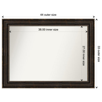 Stately Bronze Non-Beveled Wall Mirror 44.25x33.25 in.