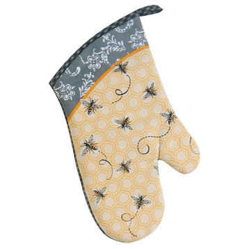 Kay Dee Bumble Bee Yellow and Black Cotton Kitchen Oven Mitt 13 Inches