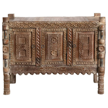 Consigned Vintage Indian Damchiya Entryway Table Boho Floral Storage Chest 52