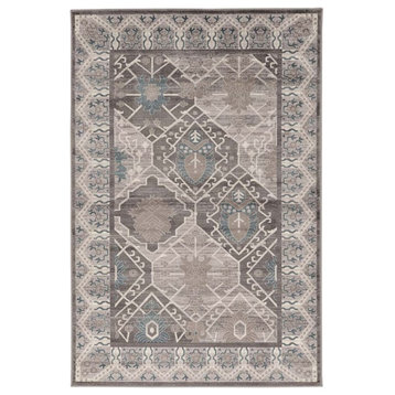 Linon Vintage Belouch Power Loomed Microfiber Polyester 2'x3' Rug in Gray