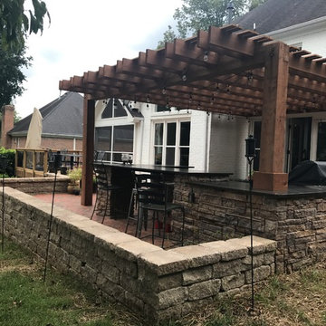 Winston-Salem, NC New Raised Patio, Outdoor Kitchen w/Pergola and Party Bar Area