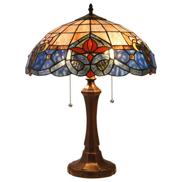 CHLOE Lighting Caspian Tiffany Dark Bronze 2-Light Victorian Table Lamp