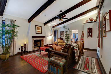 Inspiration for a rustic living room remodel in Las Vegas