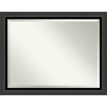 Tuxedo Black Beveled Bathroom Wall Mirror - 45 x 35 in.