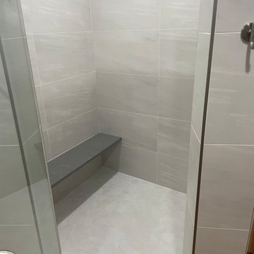 MASTER BATHROOM - Large Shower with 16" x 32" Porcelain Tile, Hex Floor Tile