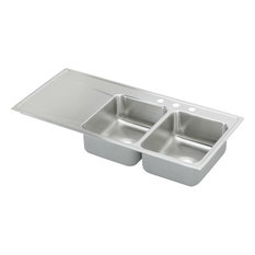 Elkay Gourmet Lustertone, Double Bowl Mount Sink, 3 Faucet Holes, 22"x48"x7.63"