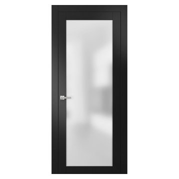 Modern Solid French Door Frosted Glass 36 x 80 | Planum 2102 Black Matte