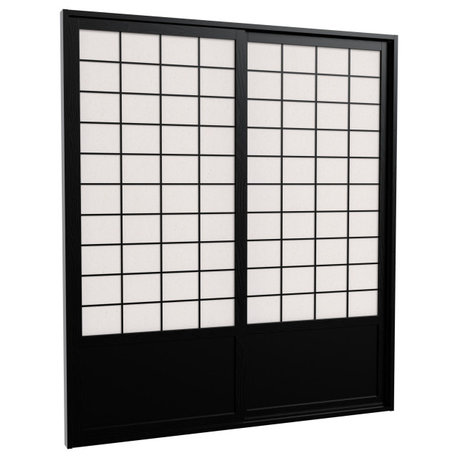 7' Tall Zen Shoji Sliding Door Kit, Double, Sided, Black
