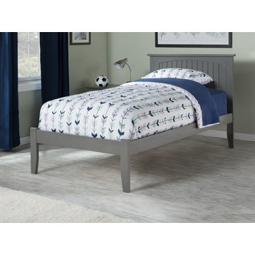 Nantucket Twin XL Platform Bed With Open Foot Board in Atlantic Gray