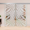 Double Sliding Barn Glass Door With  Frosted Design, Semi-Private, 2x36"x84" (68"x84")