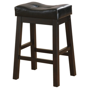 Set of 2 Counter Height Stools, Black and Cappuccino