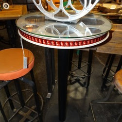 Illuminating Movie Reel Bar Table with Glass Top and Remote - Coffee Tables