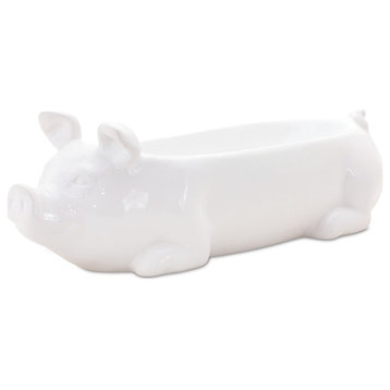 Ceramic Pig Planter 13"L