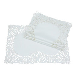 Xia Home Fashions - Dainty Lace Placemat 12"x18", White, Set of 4 - Placemats