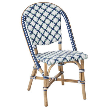 Sofie Rattan Bistro Side Chair, Star Weave, Green / Navy / White