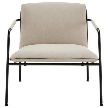 Ludvig Lounge Chair, Tan Fabric With Black Frame