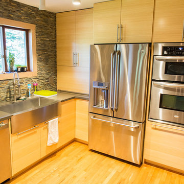 Custom Bamboo Cabinets and Corian Medea Countertop