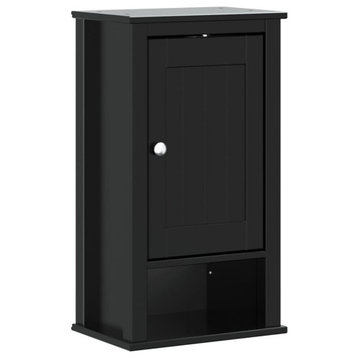vidaXL Bathroom Wall Cabinet Storage Medicine Cabinet BERG Black Solid Wood Pine
