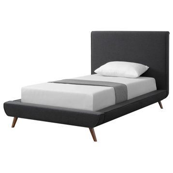 Loft Lyfe Avi Linen Upholstered Platform Bed, Charcoal, Twin