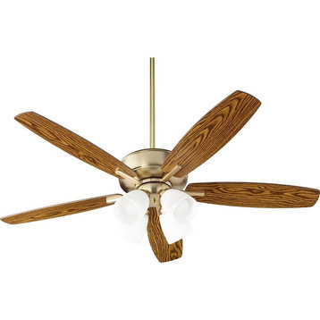 Quorum Breeze 52" Outdoor Ceiling Fan 70525-480 - Aged Brass w/Dark Oak