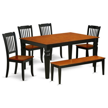 East West Furniture Weston 6-piece Wood Dining Set in Black/Cherry