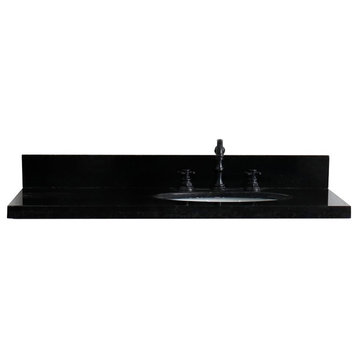 37" Black Galaxy Countertop and Single Oval Right Sink