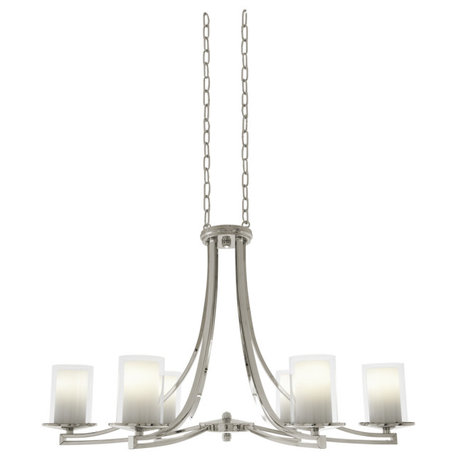 DVI Lighting DVP9036BNOP Six Light Linear Pendant Essex Brushed Nicke