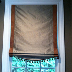 Silk Banded Roman Shade with Trim - Roman Shades