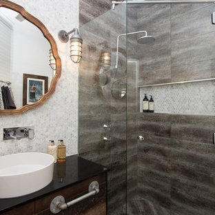 Industrial Badezimmer mit Granit-Waschbecken/Waschtisch Ideen, Design