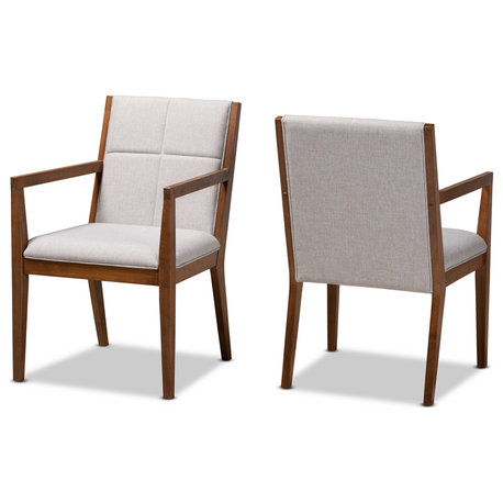 Fayette Walnut Finish Armchair, Set of 2, Greige