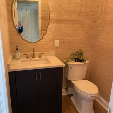 Powder Room Wrapped in Gorgeous Arrowroot Grasscloth