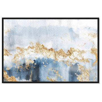 Modern Wall Art, Black Painted Frame With Abstract Painting, Blue & Gold Tones