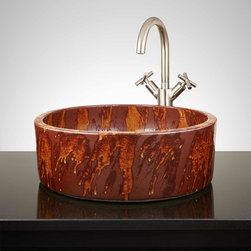 HOVELL HAND-GLAZED VESSEL SINK - MOTTLED RED - Bathroom Sinks