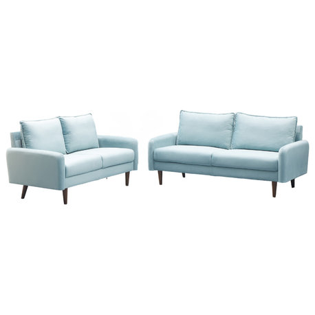Kingway Furniture Almor Velvet Living Room Set, Lightgrayishcyan