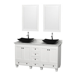 Wyndham Collection Acclaim 60" Vanity in White, White Carrera Marble Top - Bathroom Vanities And Sink Consoles