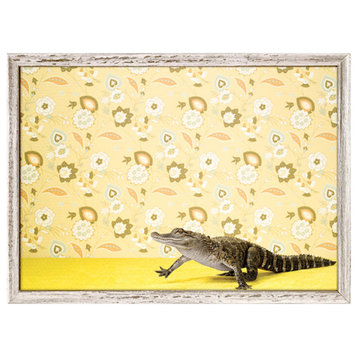 "Alligator on Yellow" Mini Framed Canvas by Catherine Ledner