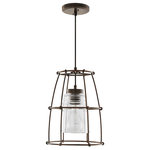 Capital Lighting - Capital Lighting Turner 1 Light Pendant, Nordic Grey - The Turner 1-light cage pendant in a Nordic Grey finish features Ringed glass, offering a fresh take on a modern, coastal farmhouse style. Try this light pendant in the dining room or above the kitchen island in a staggered cluster for added character, or in a classic row if that's your preferred style.