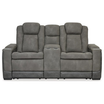 Ashley Furniture Next-Gen DuraPella Faux Leather Reclining Loveseat in Gray