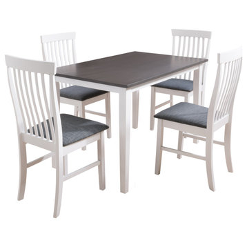 CorLiving Michigan Dining Set, Two Tone Grey and White, 5pc