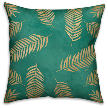 Gold Palm Leaves Spun Poly Pillow, 18x18