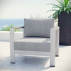 Shore Outdoor Aluminum Armchair, Silver Gray