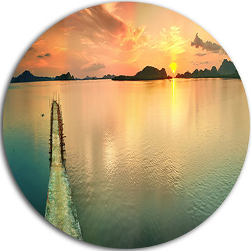 Tranquil Sunset Panorama, Photography Disc Metal Artwork, 38"