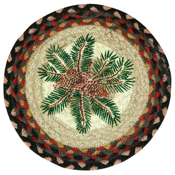 Pinecone Red Berry Hand Printed Round Sample Rug