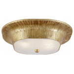 Visual Comfort - Utopia Flush Mount, 2-Light, Round, Gild, Fractured Glass, 14"W - True to its namesake, the Utopia Flush Mount brings a piece of paradise to your home decor. Its artisan crafted metalwork takes center stage, curving down and leveling off with a Fractured Glass shade (with a decorative finial accent). Internal lamping provides a radiant warmth to the surrounding area while simultaneously highlighting the fixtureÃ‚â€™s stylish imperfections.
