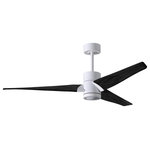 Matthews Fan - Super Janet 60" Ceiling Fan, LED Light Kit, Gloss White/Matte Black - The Super Janet's remarkable design and solid construction in cast aluminum and heavy stamped steel make it the heroine in any commercial or residential space. Moving air with barely a whisper, its efficient DC motor turns solid wood blades. An eco-conscious LED light kit with light cover completes the package.