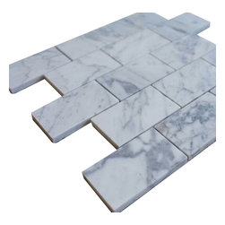 1x3 Polished Subway Pattern White Carrara Stone Tile Mosaics - Home Accessories & Decor
